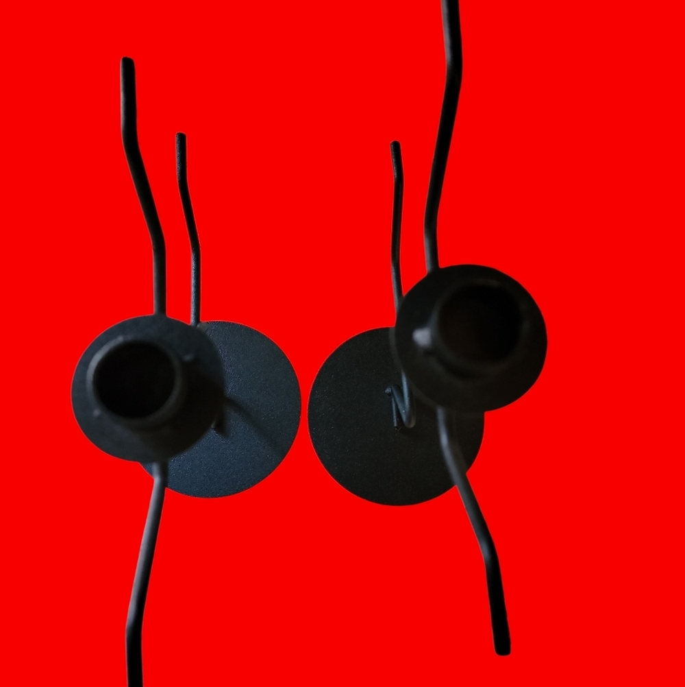 Pair‎ of Vintage Postmodern Sculptural Stick Figure Candlestick Holders - Picture 3 of 5